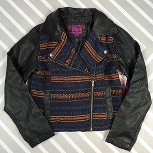 NWT Velvet Chic Faux leather moto jacket 10/12